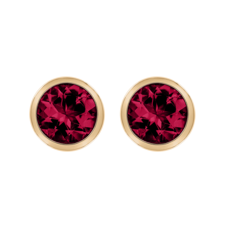 Stud Earrings Bezel Ruby red in Rose Gold