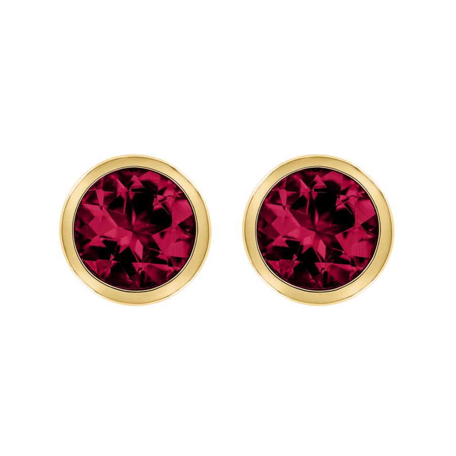 Stud Earrings Bezel Ruby red