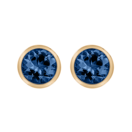 Stud Earrings Bezel Sapphire blue in Rose Gold