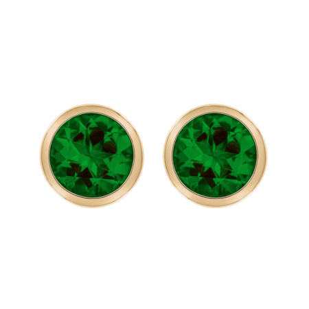 Stud Earrings Bezel Tourmaline green in Rose Gold