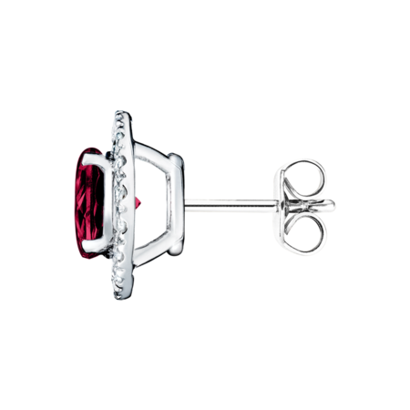 Stud Earrings Halo Ruby red in White Gold
