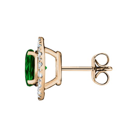 Stud Earrings Halo Tourmaline green in Rose Gold
