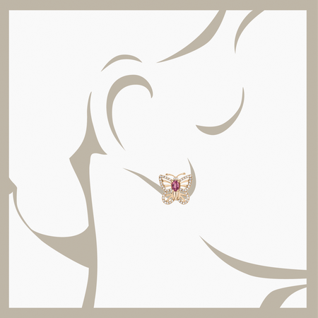 Boucles d'oreilles Papillon Tourmaline in Or rose