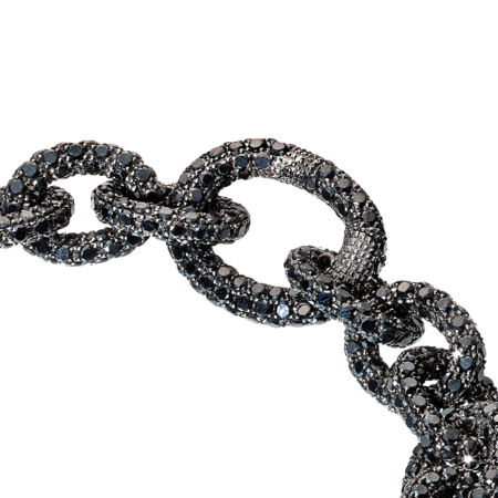 Bracelet Anchor Chain Noir in Or gris