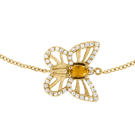 Bracelet Papillon Citrine in Or jaune