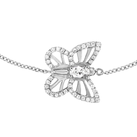 Bracelet Papillon Diamant in Or gris