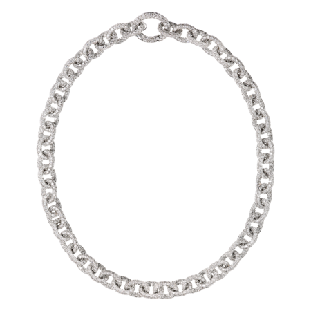 Collier Anchor Chain Blanc in Or gris