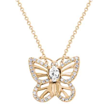Collier Papillon Diamant in Or rose