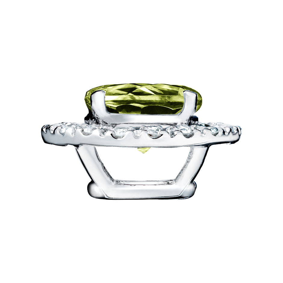 Anhänger Halo Peridot grün in Platin