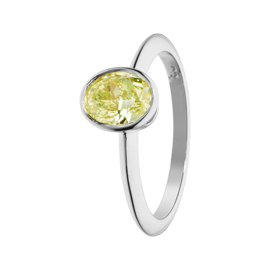 Diamantring Fancy Yellow in Platin