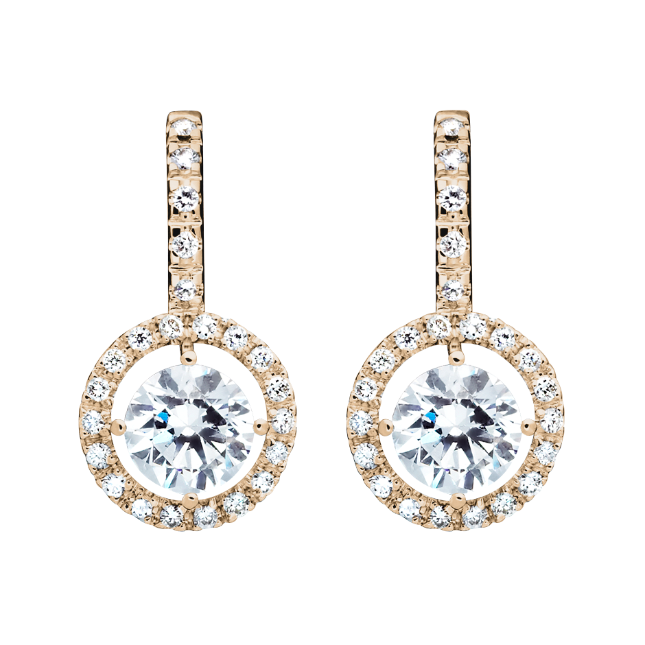 Halo Diamond Earrings with Brilliants in Rose Gold
