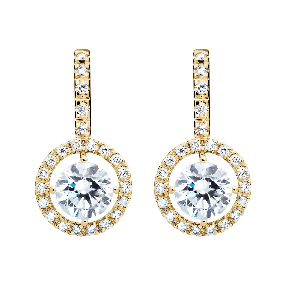 Halo Diamond Earrings with Brilliants in Yellow Gold