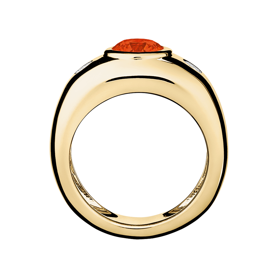 Naples Fire Opal orange in Yellow Gold