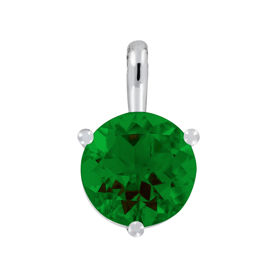 Pendant 3 Prongs Tourmaline green in Platinum