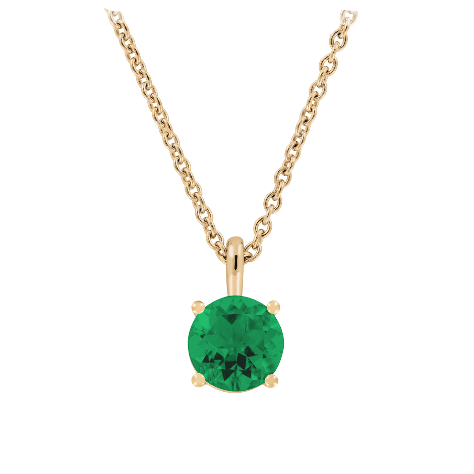 Pendant 4 Prongs Emerald green in Rose Gold
