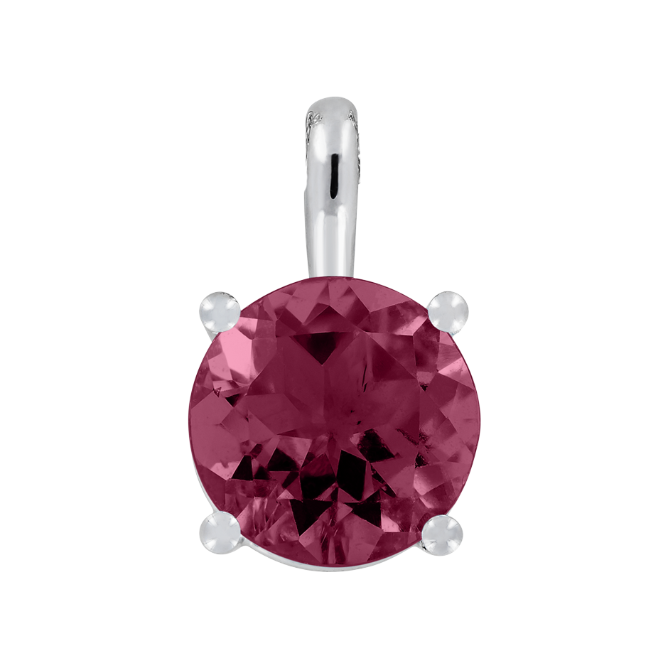 Pendant 4 Prongs Rhodolite red in Platinum