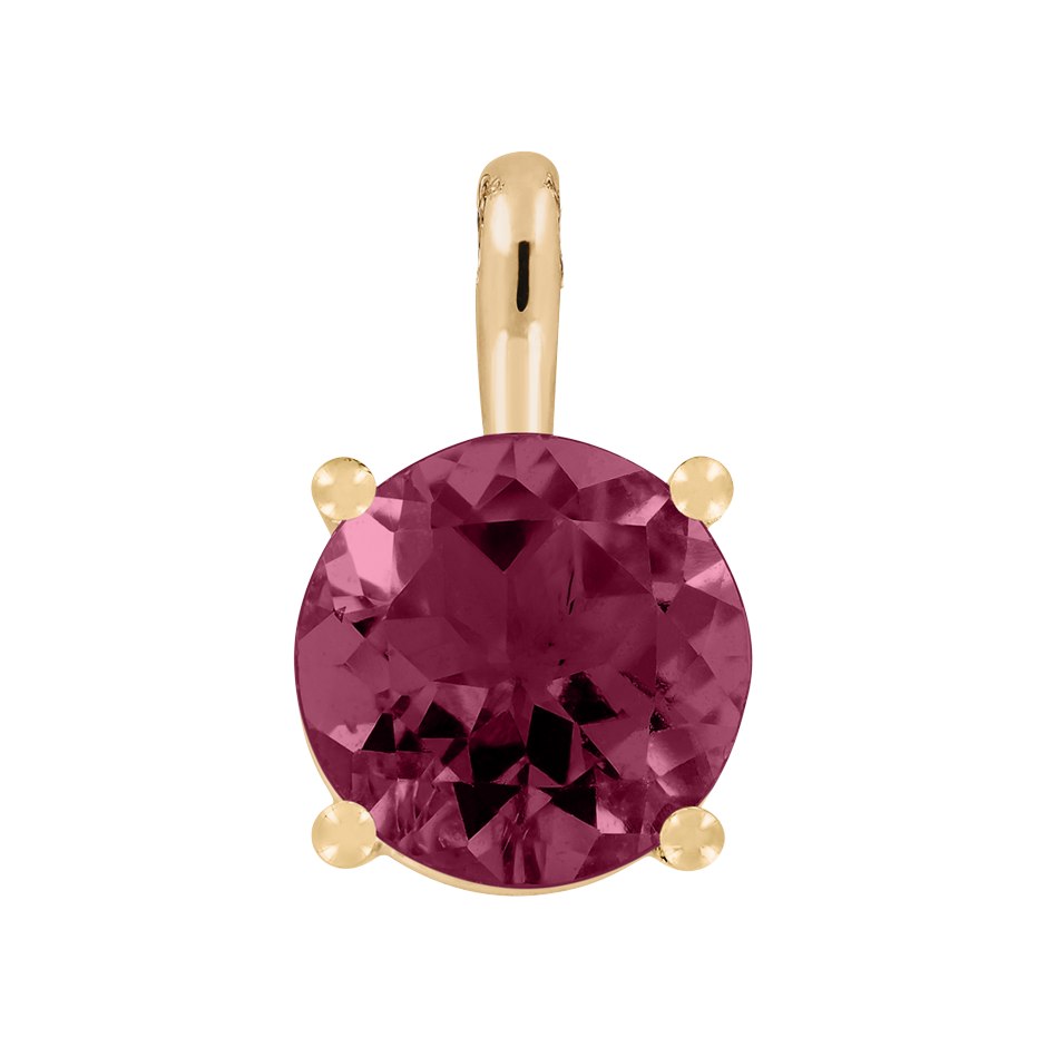 Pendant 4 Prongs Rhodolite red in Rose Gold