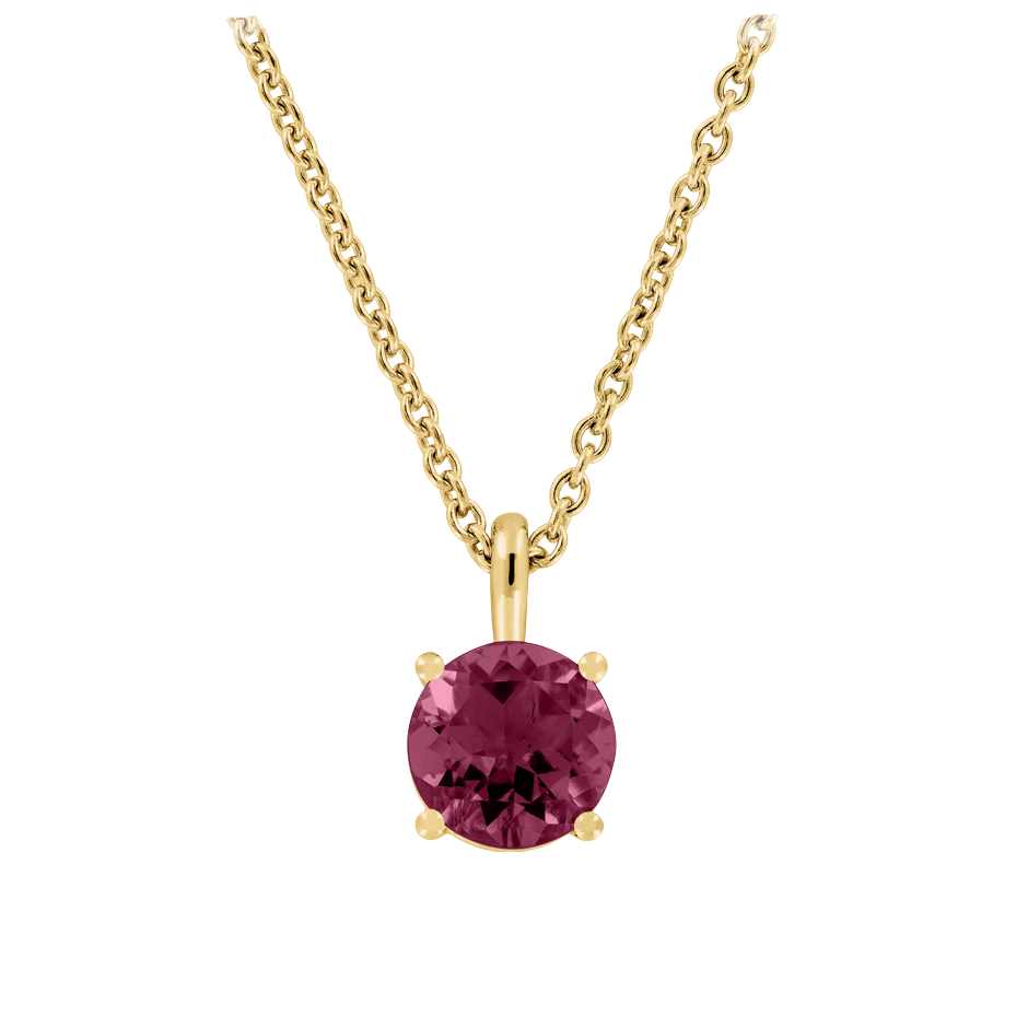 Pendant 4 Prongs Rhodolite red in Yellow Gold