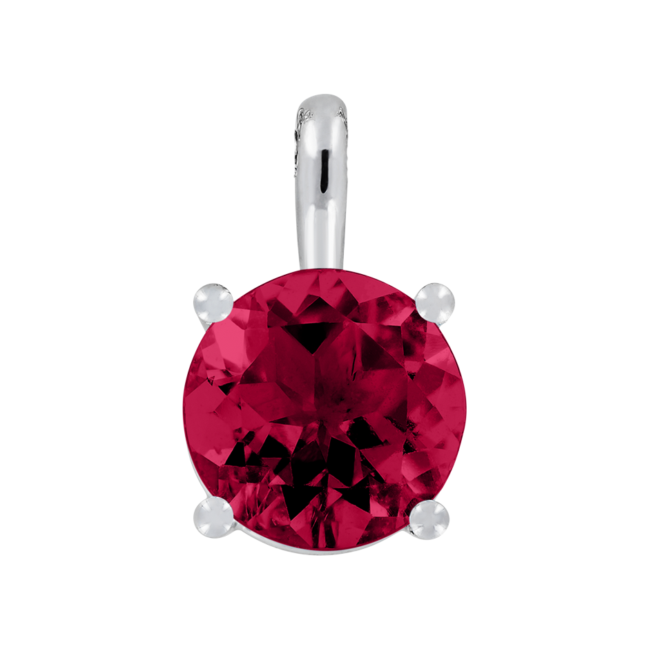 Pendant 4 Prongs Ruby red in Platinum