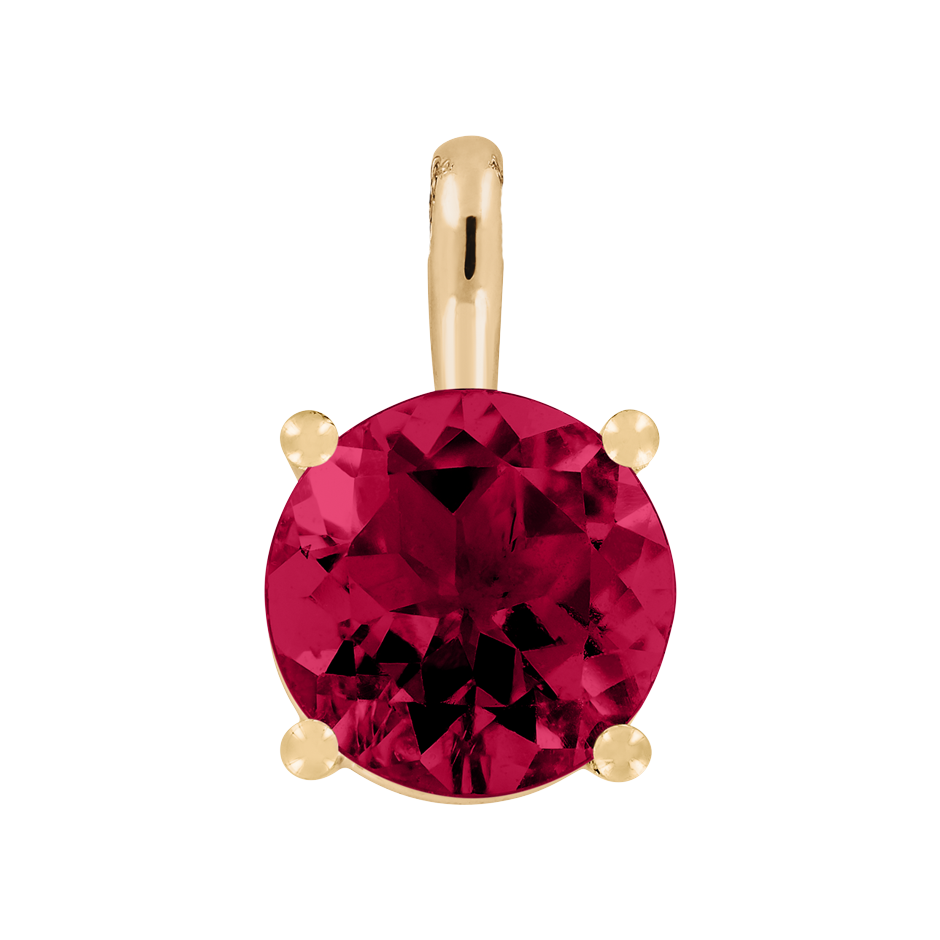 Pendant 4 Prongs Ruby red in Rose Gold