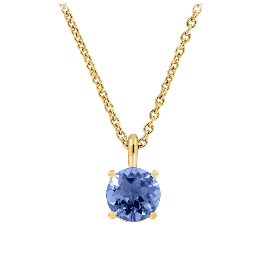 Pendant 4 Prongs Tanzanite blue in Yellow Gold