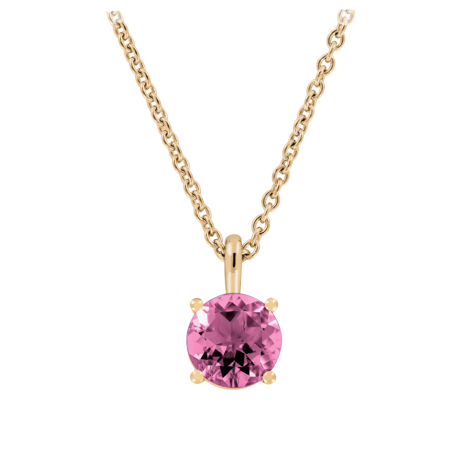 Pendant 4 Prongs Tourmaline pink in Rose Gold