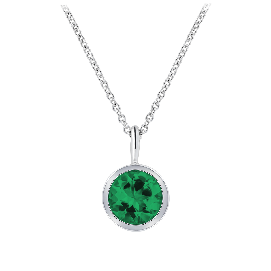 Pendant Bezel Emerald green in White Gold