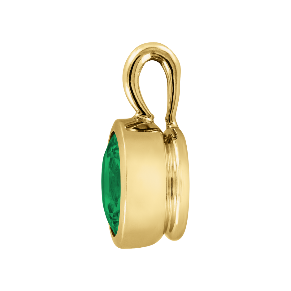 Pendant Bezel Emerald green in Yellow Gold