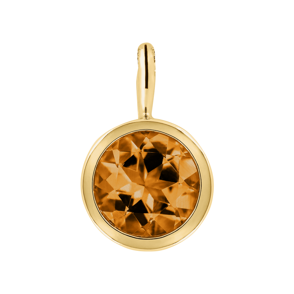 Pendant Bezel Madeira Citrine orange in Yellow Gold