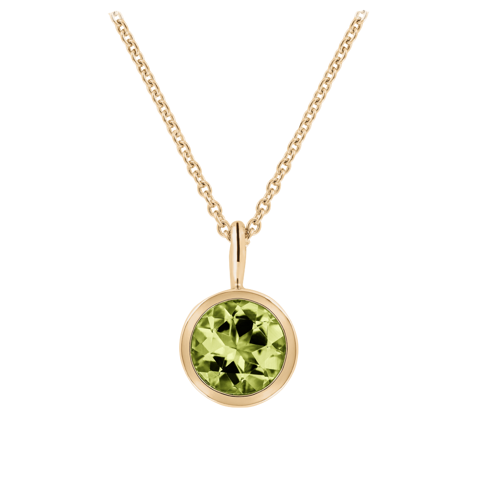 Pendant Bezel Peridot green in Rose Gold