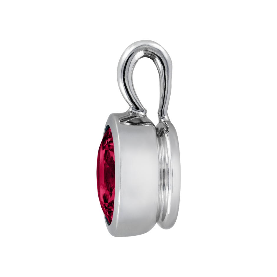 Pendant Bezel Ruby red in White Gold