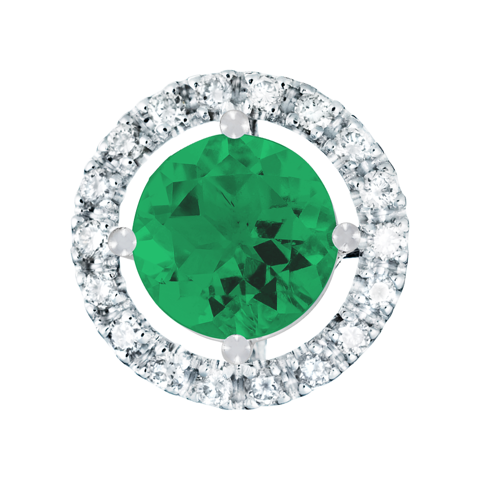 Pendant Halo Emerald green in Platinum