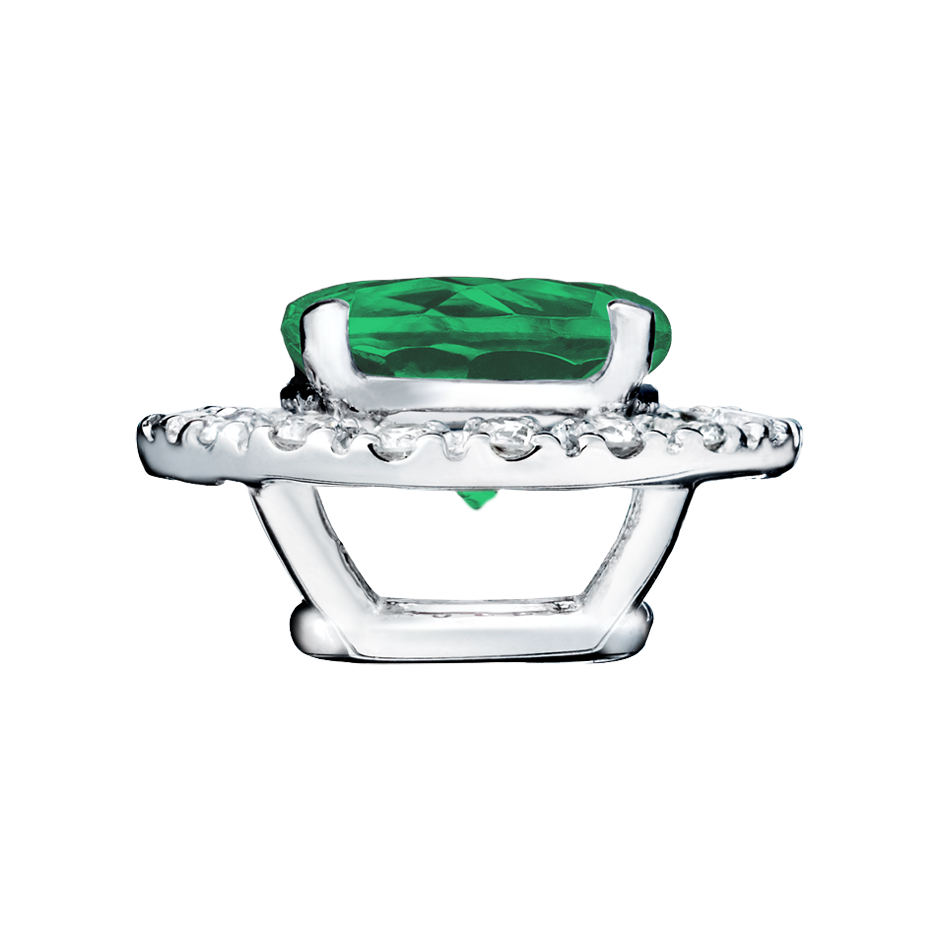 Pendant Halo Emerald green in Platinum