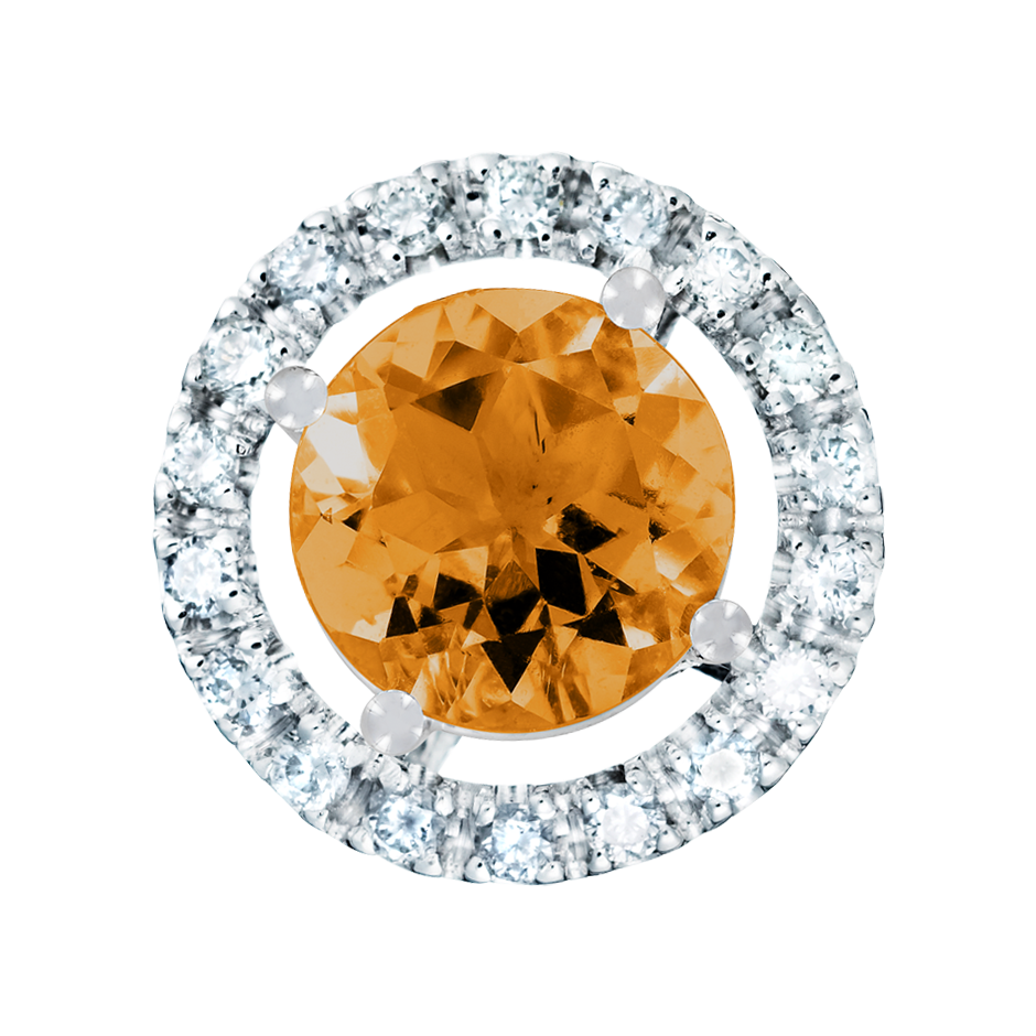 Pendant Halo Madeira Citrine orange in Platinum