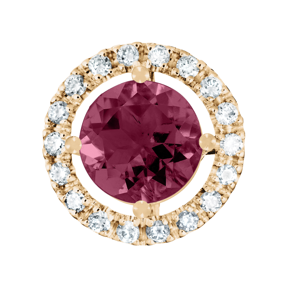 Pendant Halo Rhodolite red in Rose Gold