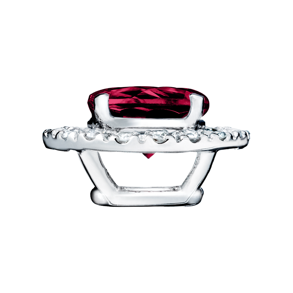 Pendant Halo Ruby red in Platinum