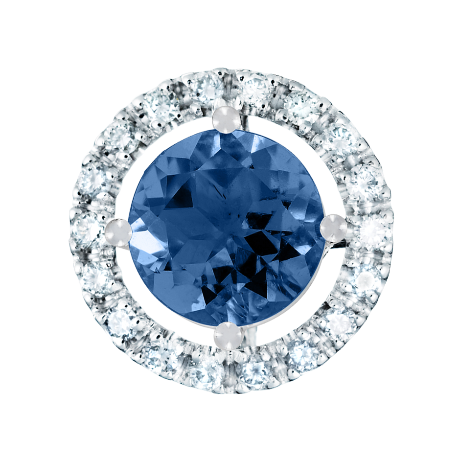 Pendant Halo Sapphire blue in Platinum