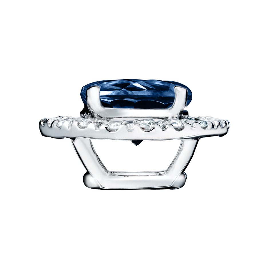 Pendant Halo Sapphire blue in White Gold