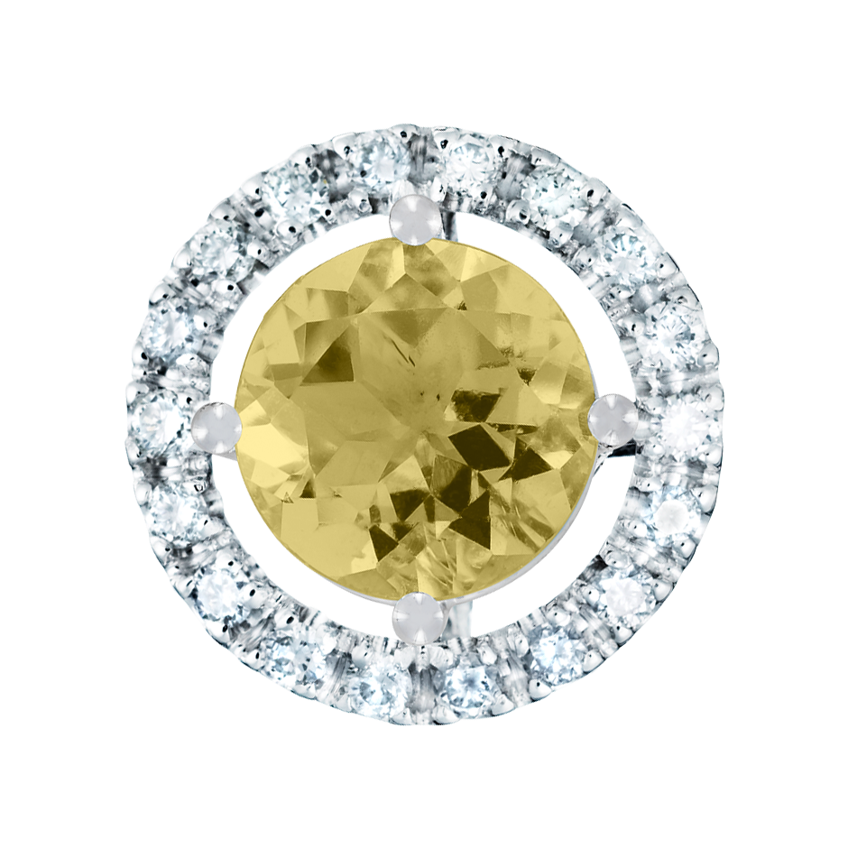 Pendant Halo Sapphire yellow in Platinum