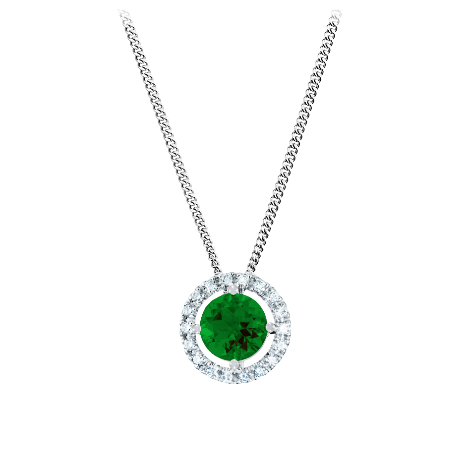 Pendant Halo Tourmaline green in Platinum