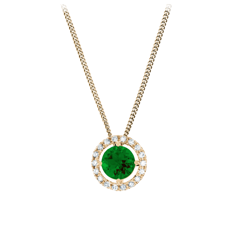 Pendant Halo Tourmaline green in Rose Gold