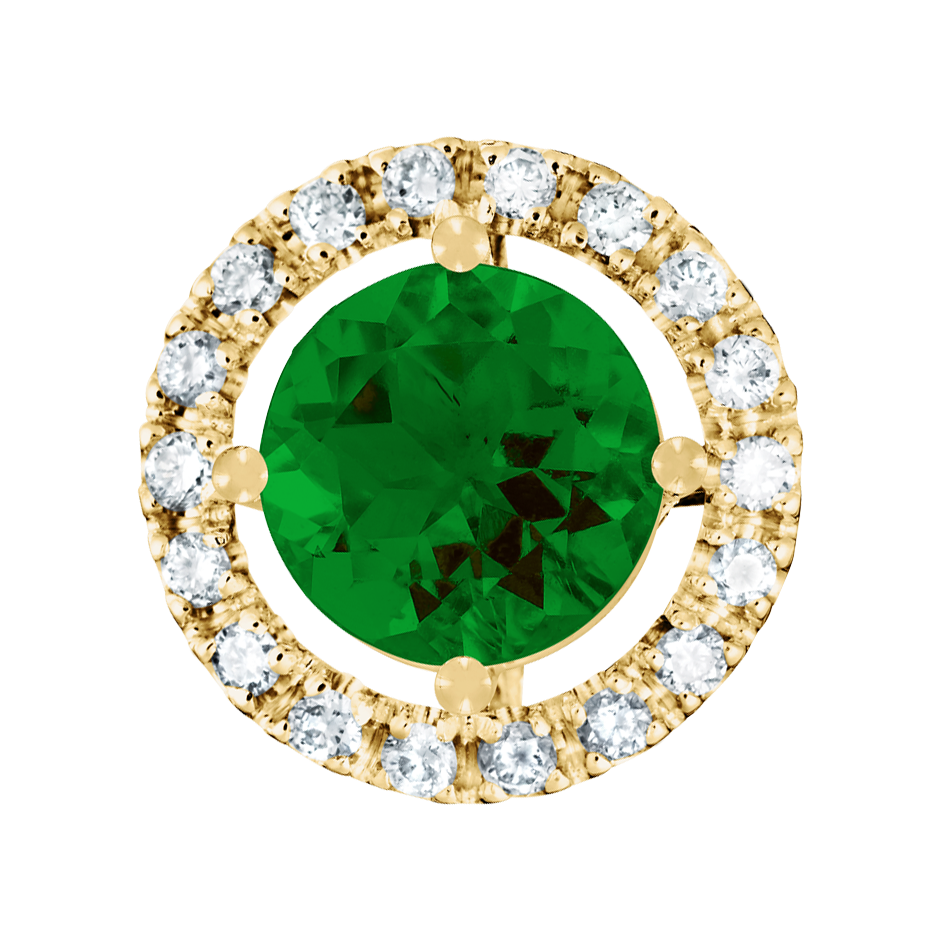 Pendant Halo Tourmaline green in Yellow Gold