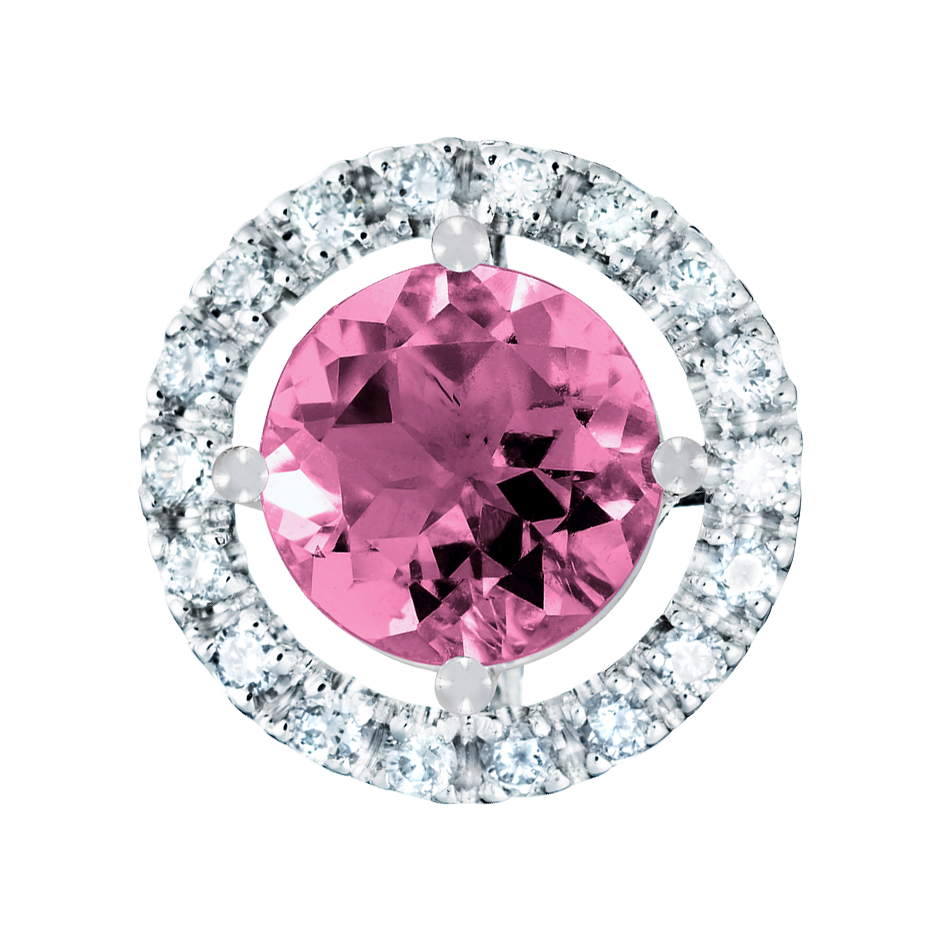 Pendant Halo Tourmaline pink in Platinum
