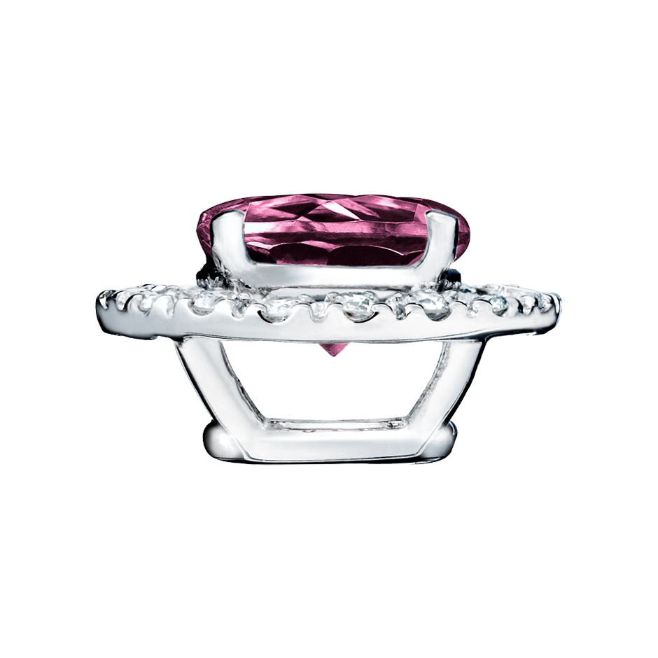Pendant Halo Tourmaline pink in White Gold