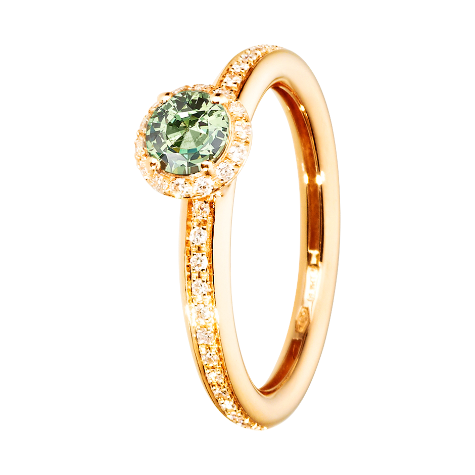 Romance Ring mit grünem Saphir in Roségold | RENÉSIM