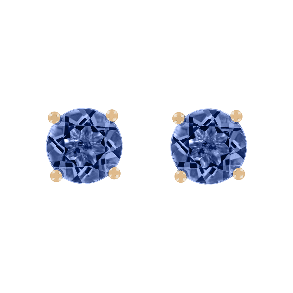 Stud Earrings 4 Prongs Tanzanite blue in Rose Gold