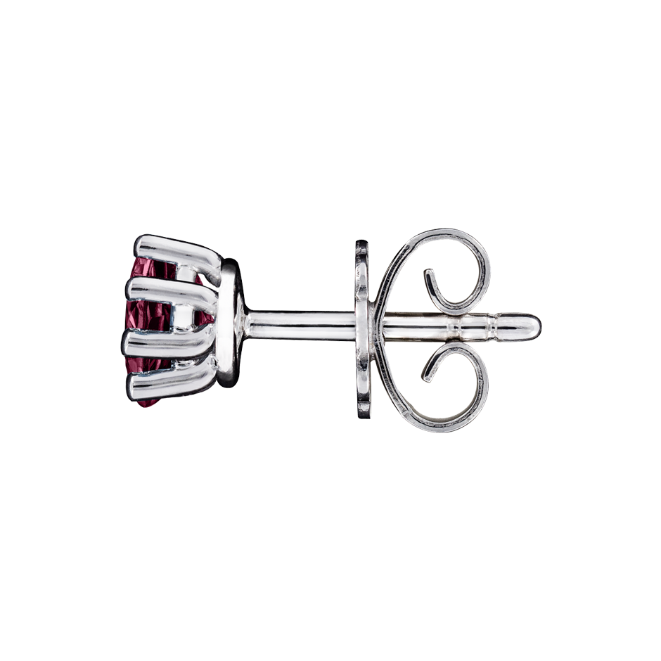 Stud Earrings 6 Prongs Rhodolite red in Platinum