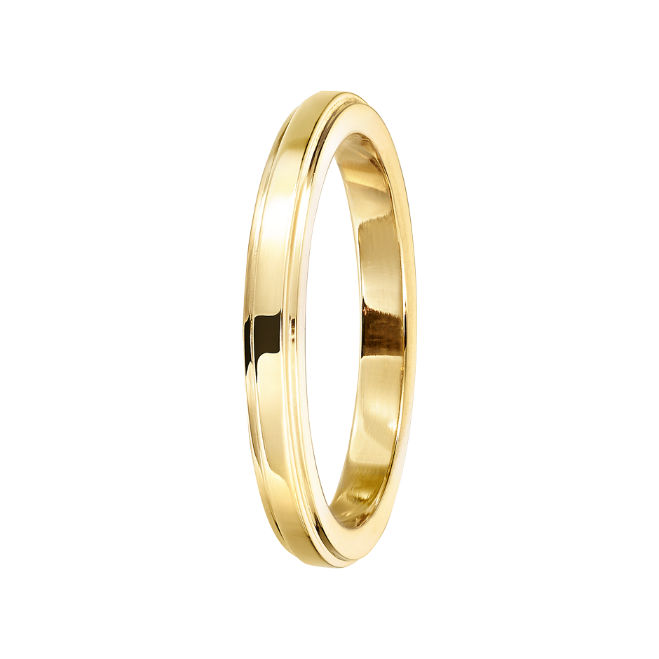 Wedding Rings with Step Profile in White Gold/Yellow Gold